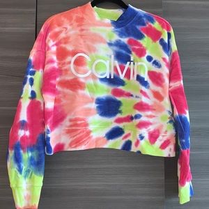 Calvin Klein Cropped Tie Dye Sweatshirt, Size S